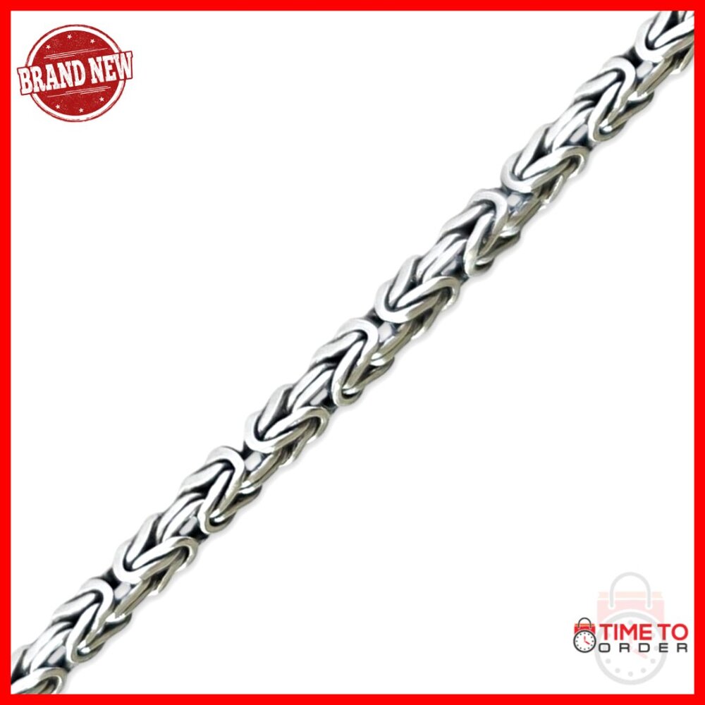 Sterling Silver Byzantine Chain Necklace 2mm Lobster Clasp 16-25.5 Inch